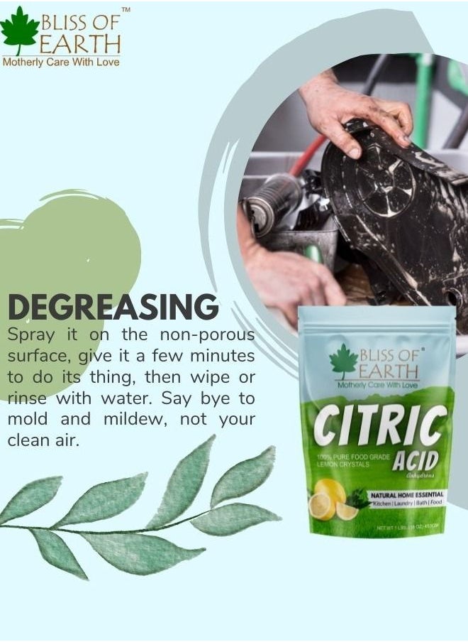 Bliss of Earth Anhydrous Citric Acid Powder For Food Bath Bombs Cleaning & Preserving 2x907gm