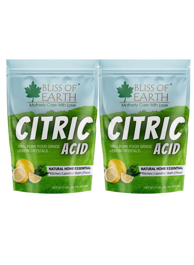 Bliss of Earth Anhydrous Citric Acid Powder For Food Bath Bombs Cleaning & Preserving 2x907gm