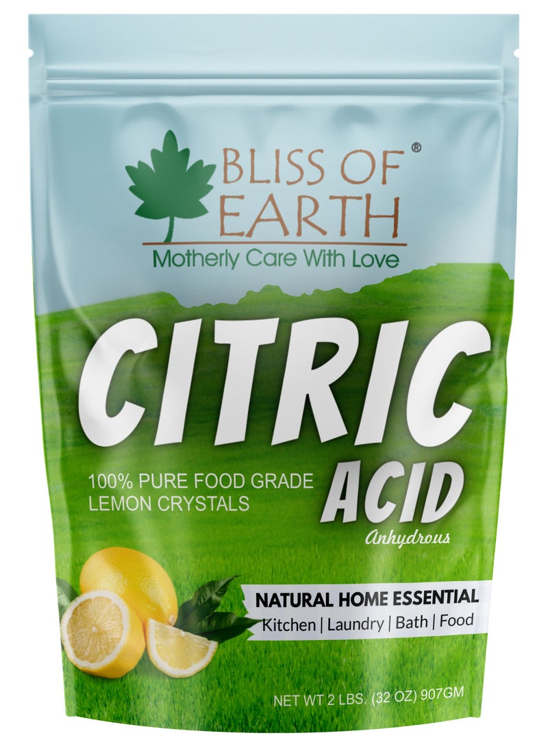 Bliss of Earth Anhydrous Citric Acid Powder For Food, Bath Bombs, Cleaning and Preserving 907gm