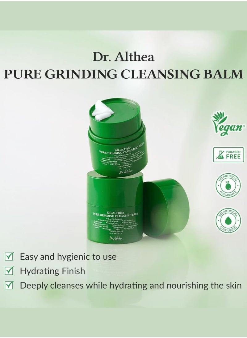 Dr. Althea Skincare Set – 345 Relief Cream, 147 Barrier Cream, Pure Grinding Cleansing Balm & Purifying Green Tea Sunscreen – Hydrating & Barrier Protection Essentials