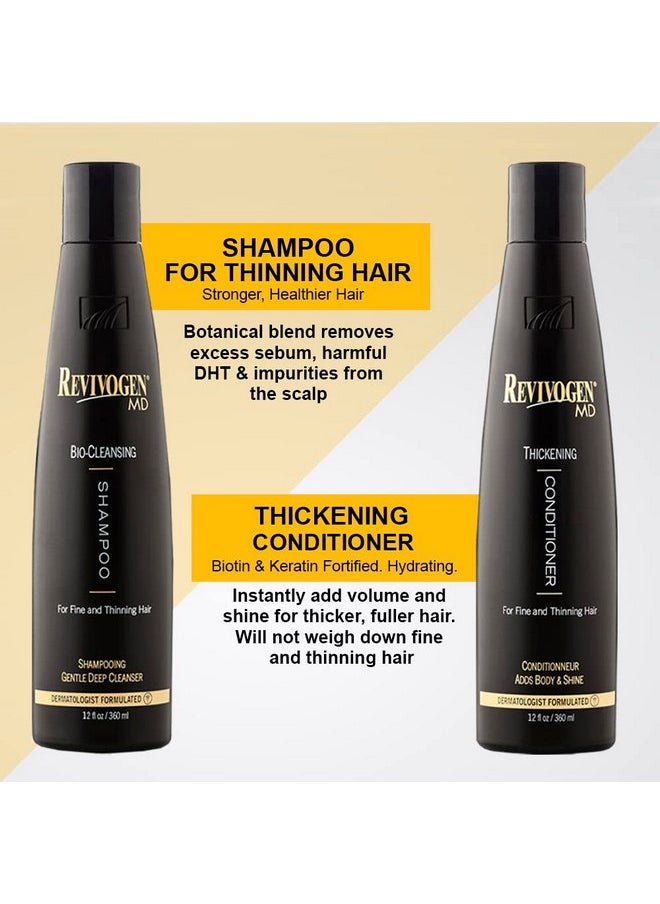 Revivogen MD Bio-Cleansing Shampoo and Conditioner for Thinning Hair, DHT Blocker Shampoo, Hair Loss Shampoo, Shampoo Thinning Hair, Conditioner for Thinning Hair, Hair Loss Conditioner 12oz