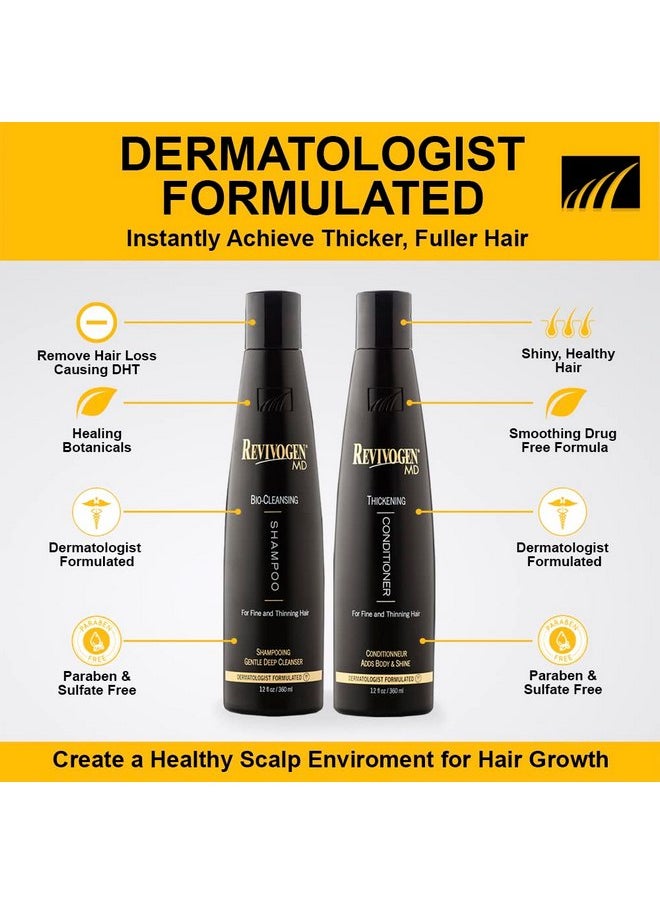 Revivogen MD Bio-Cleansing Shampoo and Conditioner for Thinning Hair, DHT Blocker Shampoo, Hair Loss Shampoo, Shampoo Thinning Hair, Conditioner for Thinning Hair, Hair Loss Conditioner 12oz