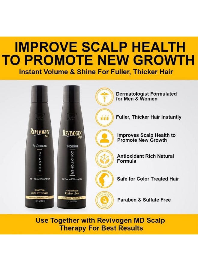 Revivogen MD Bio-Cleansing Shampoo and Conditioner for Thinning Hair, DHT Blocker Shampoo, Hair Loss Shampoo, Shampoo Thinning Hair, Conditioner for Thinning Hair, Hair Loss Conditioner 12oz