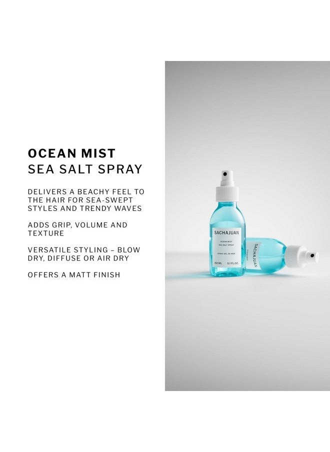 Sachajuan Ocean Mist Spray - Non-Sticky Styling Sea Salt Spray with Travel Size and Heat Protectant - Perfect for Creating Hair Definition and Texture - 5.1 oz + 1.7 oz + Packette