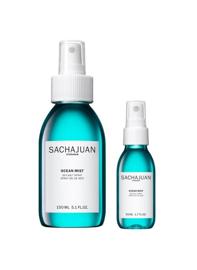 Sachajuan Ocean Mist Spray - Non-Sticky Styling Sea Salt Spray with Travel Size and Heat Protectant - Perfect for Creating Hair Definition and Texture - 5.1 oz + 1.7 oz + Packette