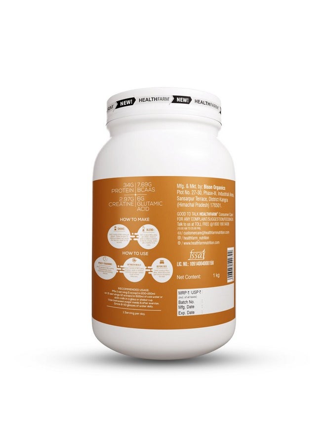 Nitra Whey Protein | 34G Protein Per Serving & 3G Added Creatine | Blend Of Isolate & Concentrate Protein (Belgian Chocolate, 1Kg)