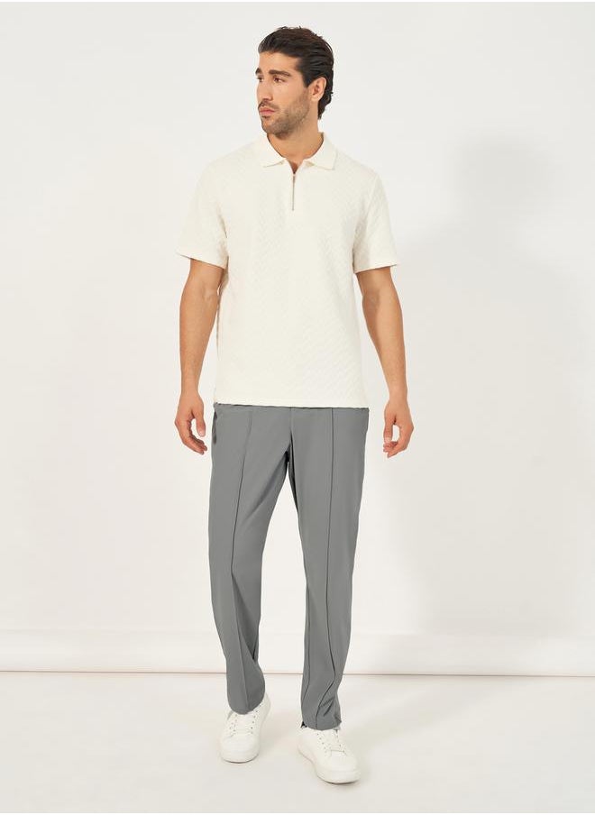 Pintuck Detail Slim Fit Smart Trousers