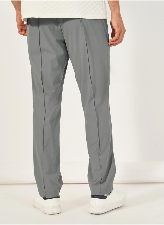 Pintuck Detail Slim Fit Smart Trousers