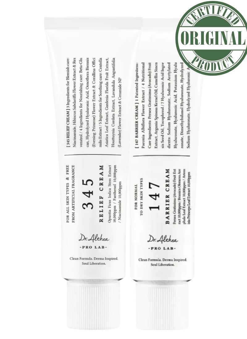 Dr. Althea Skincare Set – 345 Relief Cream & 147 Barrier Cream – Soothing & Barrier Repair Duo for Hydrated, Healthy Skin