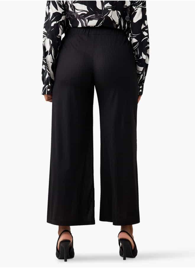 Plus Size Ulla Popken Textured Wide Leg Pants with Pockets