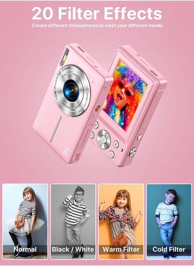 44MP HD Digital Camera with 32GB Card, Compact Photo Camera with 1080P Video, 2.4