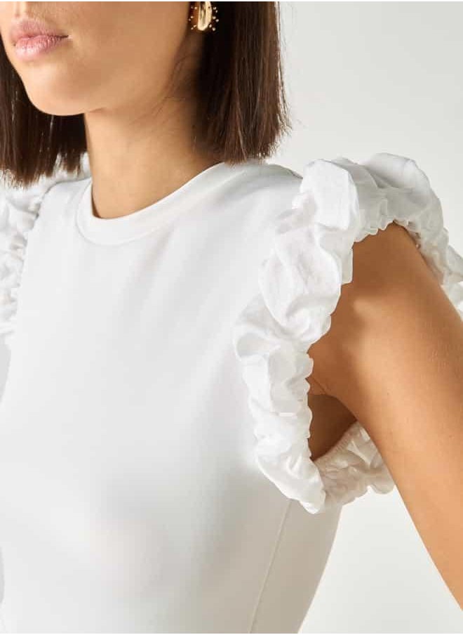 2Xtremz Ruffle Detail Sleeveless Dress with Crew Neck