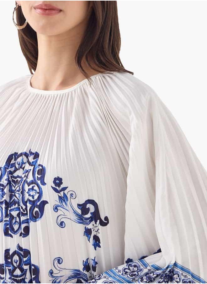 2Xtremz Floral Print Midi Kaftan Dress with 3/4 Sleeves