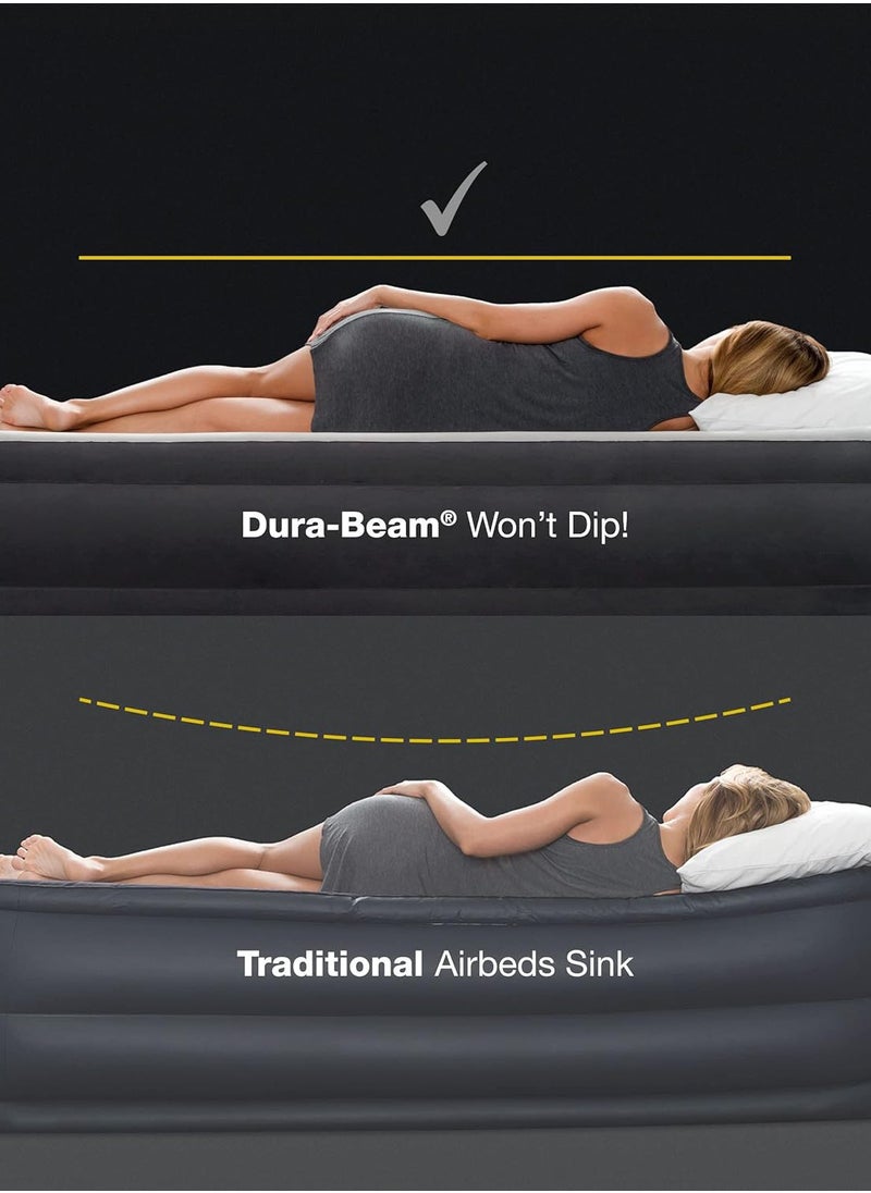 Dura-Beam Plus Comfort Queen Air Bed Queen Dura-Beam Comfort Plush High-Rise Inflatable Air Mattress With Built In Pump For Travel And Camping Air Bed With Fastfill Usb Pump 203X152X36CM Airbed Fibertech Technology