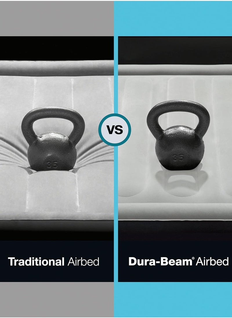 Dura-Beam Plus Comfort Queen Air Bed Queen Dura-Beam Comfort Plush High-Rise Inflatable Air Mattress With Built In Pump For Travel And Camping Air Bed With Fastfill Usb Pump 203X152X36CM Airbed Fibertech Technology
