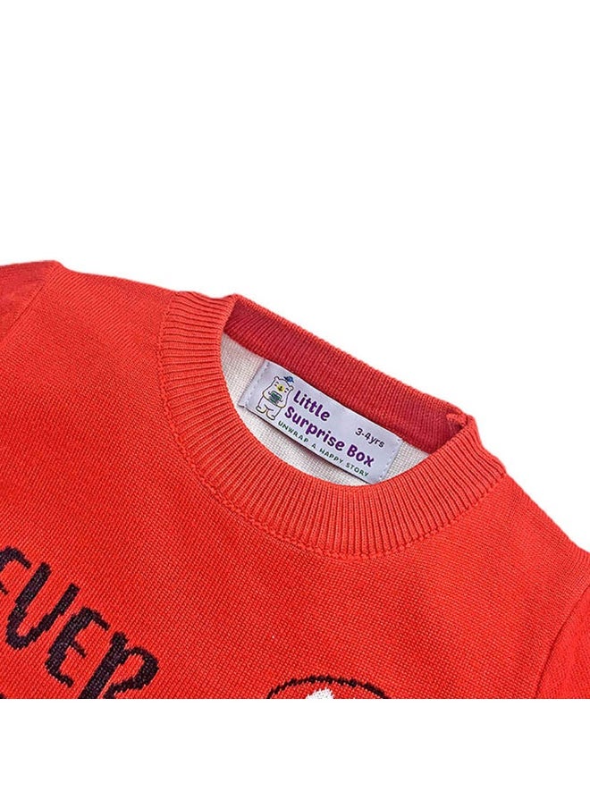 Red Rolling Dino cardigan Sweater for Kids