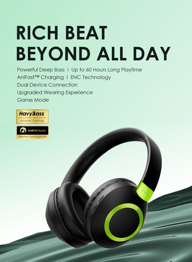 Oraimo BoomPop 2 ENC Over-Ear Wireless Headphones Black