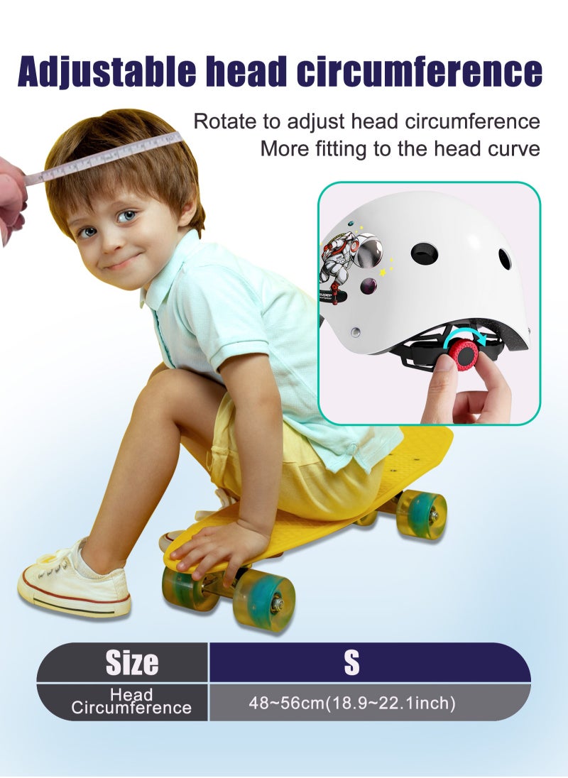 7 PCS Kids Helmet Adjustable Protective Gear Set with Elbow Knee Wrist Pads for Multi-Sports Skateboarding Bike Riding Scooter Inline skatings Longboard Roller Skate