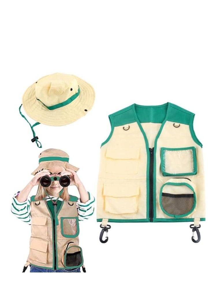 Outdoor Explorer Sets for Kids, Vest & Hat Sets, Explorer Kits, Insect Explorer Cosplay Role Play, Zookeeper Park Ranger