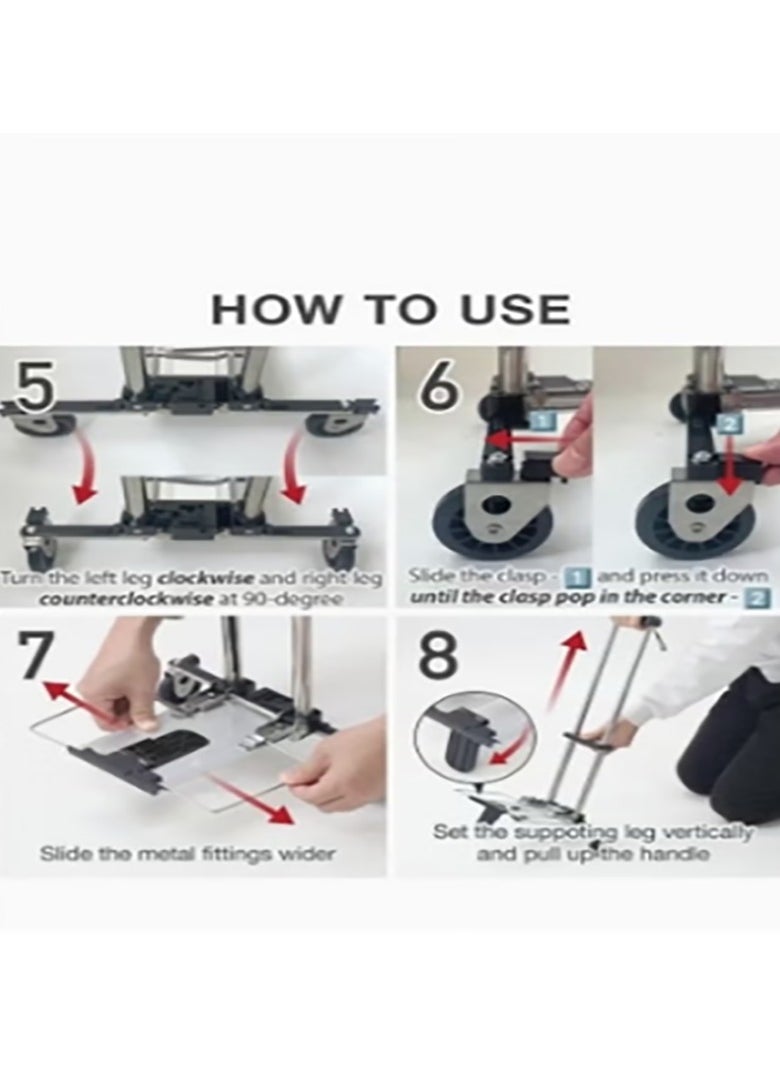 Mini Folding Hand Truck, Dolly Cart with Ropes, Luggage 2 Wheels Loadable Up to 22lbs, Compact, Lightweight for Travel/Auto/Moving/Office Use, Fits Most Backpacks