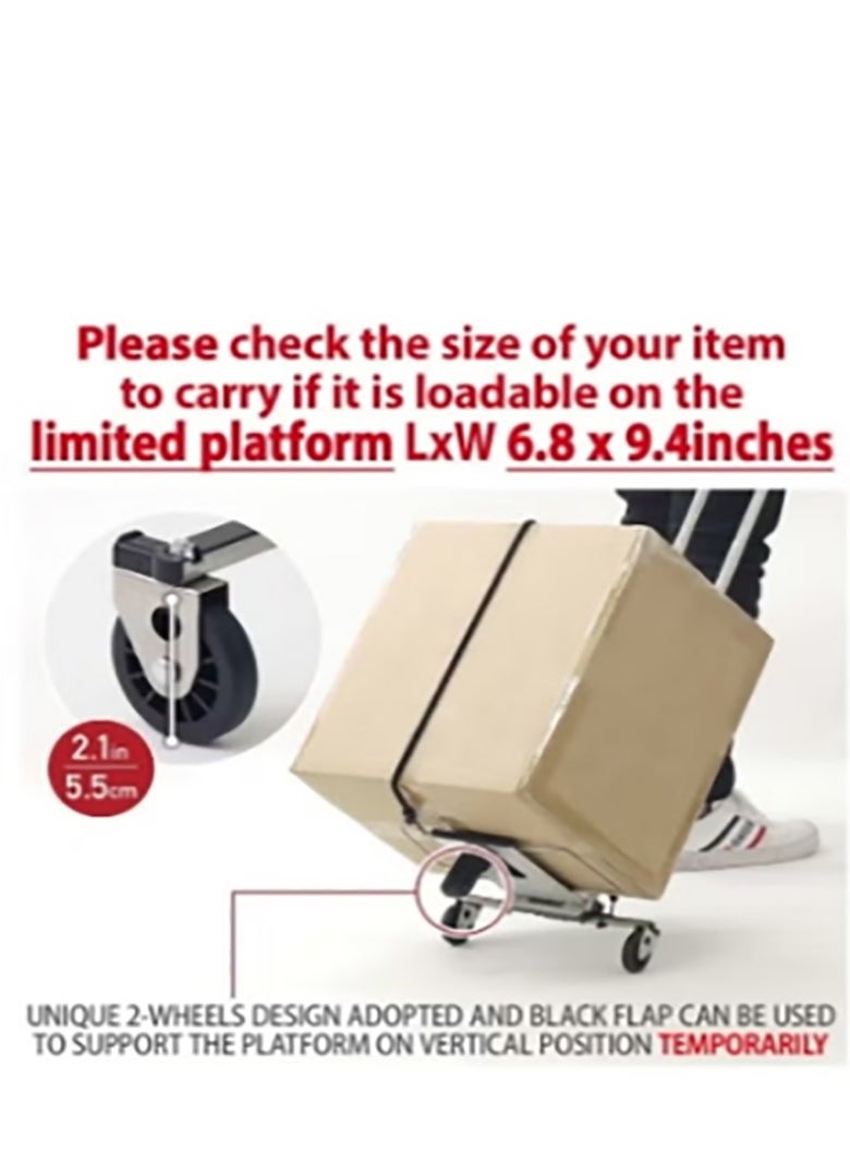 Mini Folding Hand Truck, Dolly Cart with Ropes, Luggage 2 Wheels Loadable Up to 22lbs, Compact, Lightweight for Travel/Auto/Moving/Office Use, Fits Most Backpacks