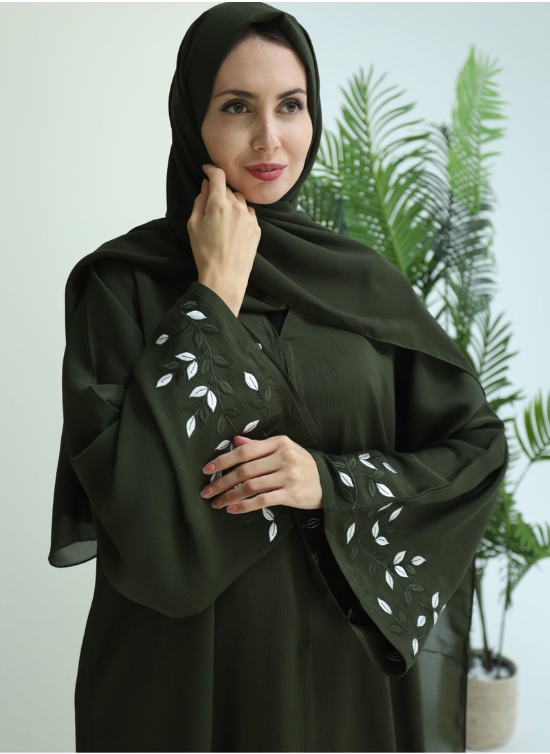 Olive leaf abaya-N117A