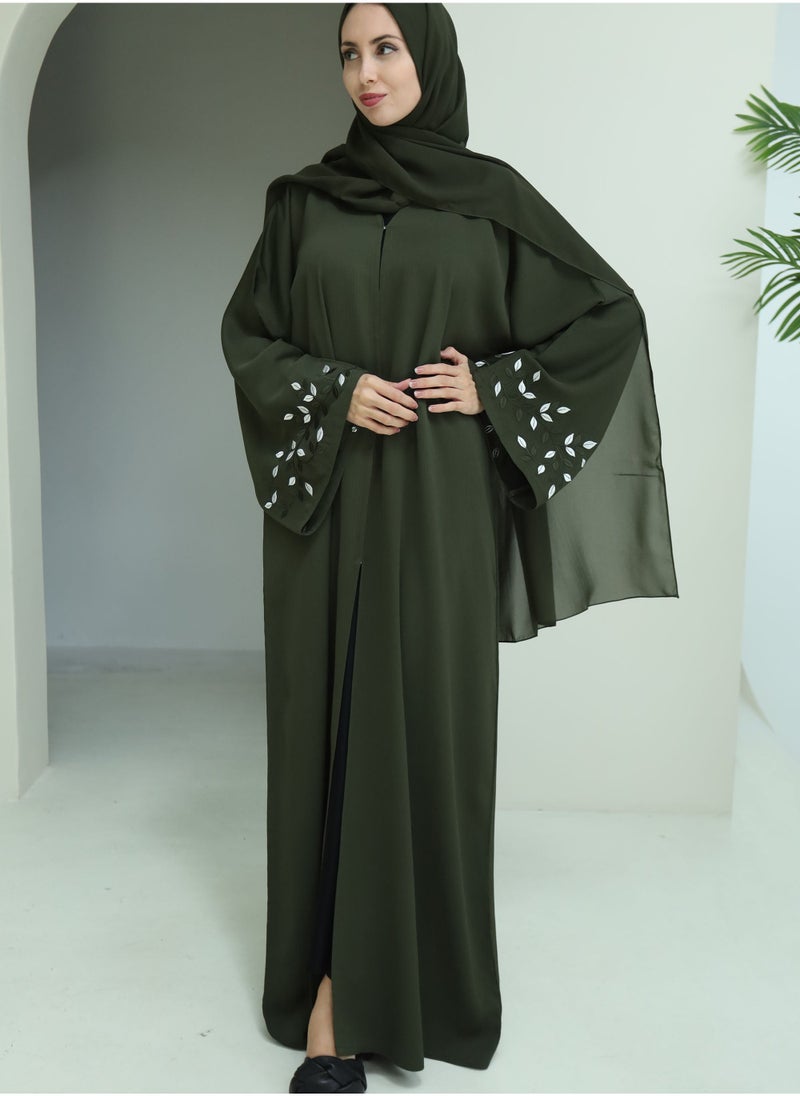 Olive leaf abaya-N117A