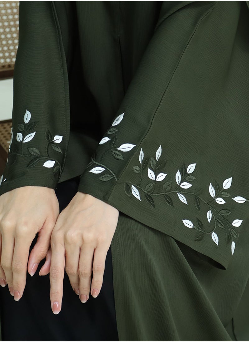 Olive leaf abaya-N117A