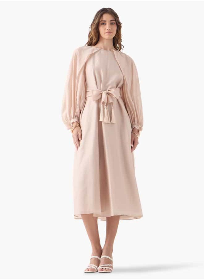 Iconic Volume Sleeves Dress with Tie-Ups