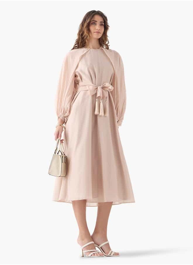 Iconic Volume Sleeves Dress with Tie-Ups