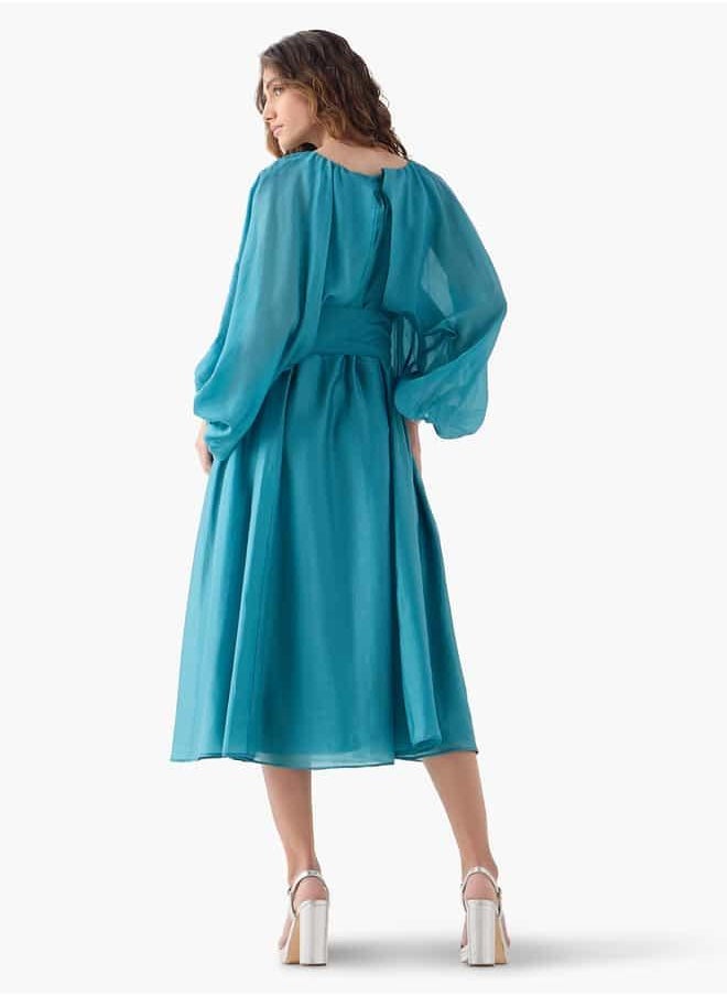 Iconic Volume Sleeves Dress with Tie-Ups