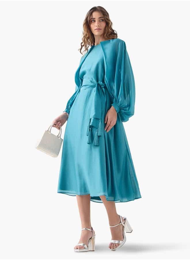 Iconic Volume Sleeves Dress with Tie-Ups