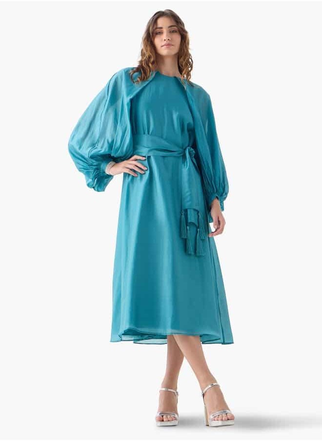 Iconic Volume Sleeves Dress with Tie-Ups