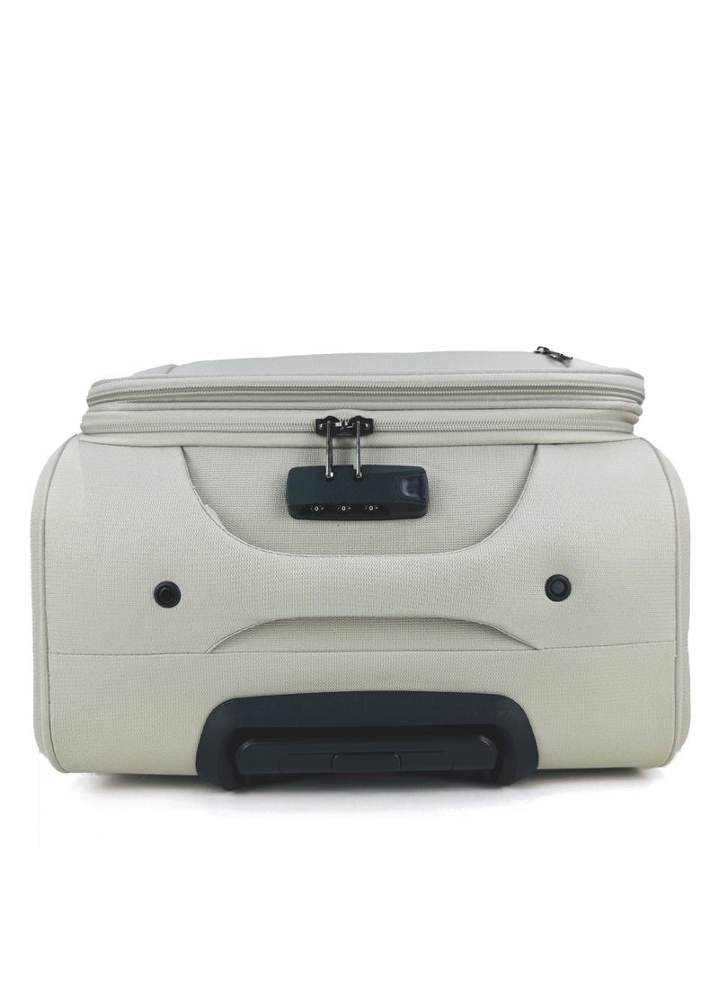 3-Piece Softside Expandable Luggage Set – Lightweight Travel Suitcase with Combination Lock, 360° Spinner Wheels, Durable Nylon-Cotton Fabric, Adjustable Telescopic Handle and Safe anti-theft Expandable Zipper – Large, Medium & Carry-On Trolley Bags - (12kg/25kg/35kg ) (20''/24''/28'') – WHITE