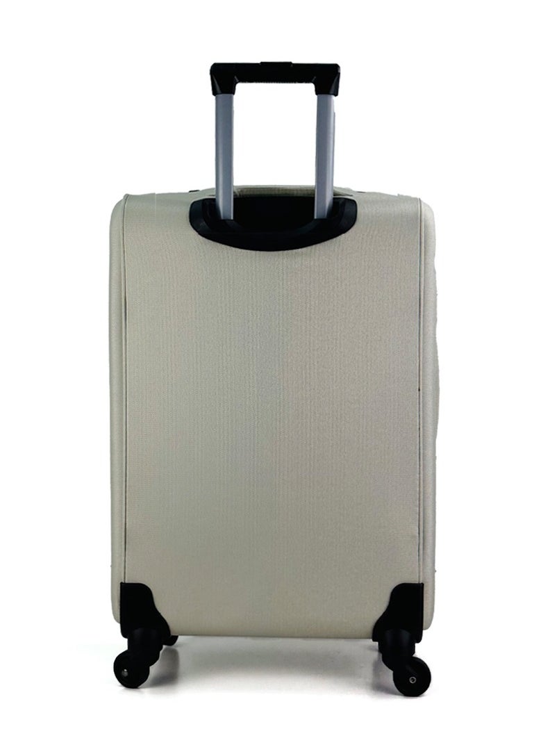 3-Piece Softside Expandable Luggage Set – Lightweight Travel Suitcase with Combination Lock, 360° Spinner Wheels, Durable Nylon-Cotton Fabric, Adjustable Telescopic Handle and Safe anti-theft Expandable Zipper – Large, Medium & Carry-On Trolley Bags - (12kg/25kg/35kg ) (20''/24''/28'') – WHITE