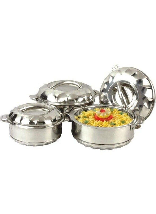 Stainless Steel 3 Piece Hotpot Set With Lids Silver