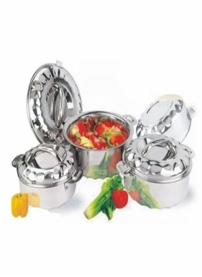 Stainless Steel 3 Piece Hotpot Set With Lids Silver