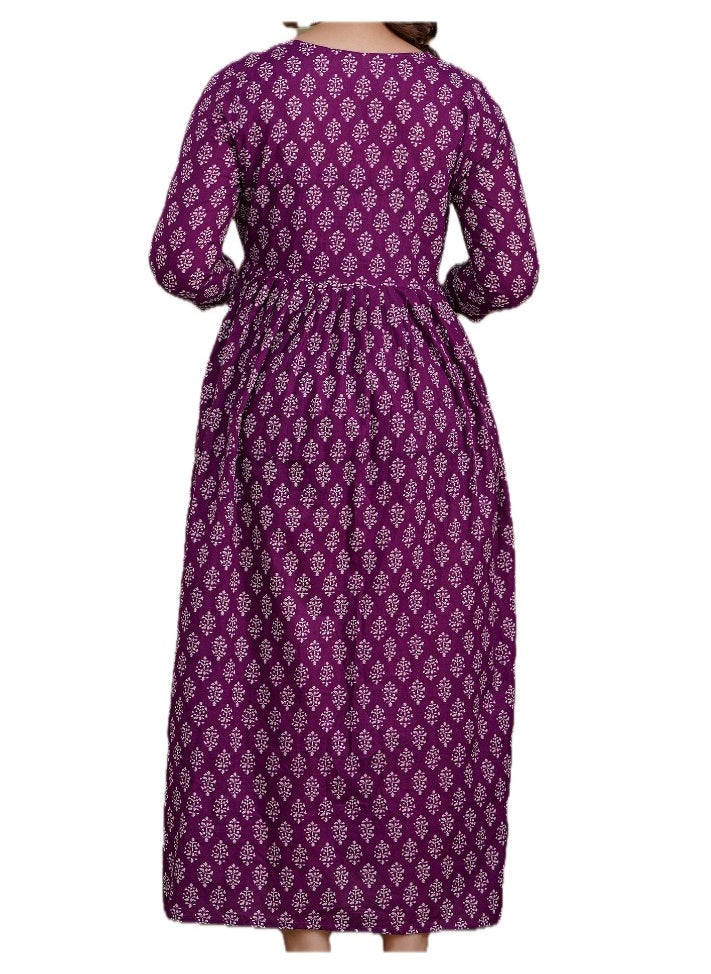 Zebees Cotton Maternity & Feeding Dress, Comfortable Fit, Concealed Zips