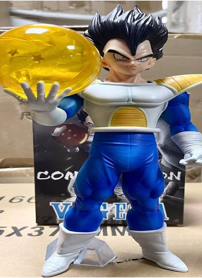 Dragon Ball Vegeta Holding Dragon Ball Action Figure Decorative Resin Sculpture Home Decor Statue, Art Figurine Home Ornament Decoration for Office, Living Room, Bedroom, Book Shelf, TV Cabinet, Desktop