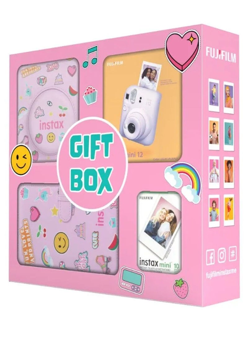 Instax Camera Mini 12 Lilac Purple With Gift Box Album