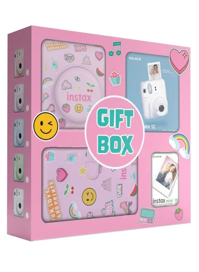 Instax Camera Mini 12 Clay White With Gift Box Album