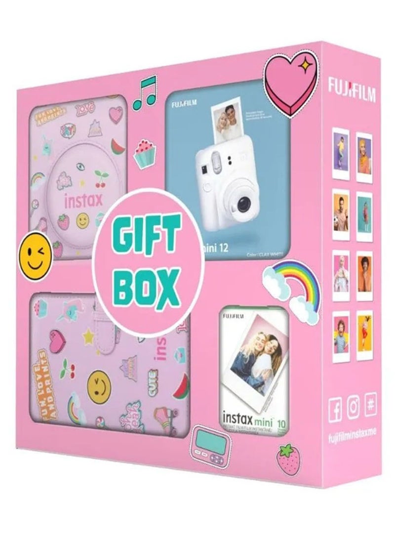 Instax Camera Mini 12 Clay White With Gift Box Album