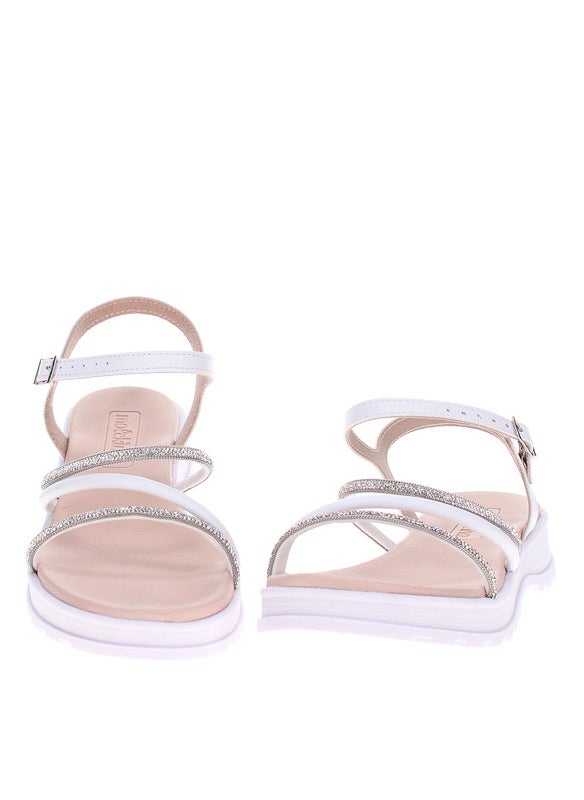 Molekinha Pre Teen Girls Sandals With Back Strap White | Made In Brazil
