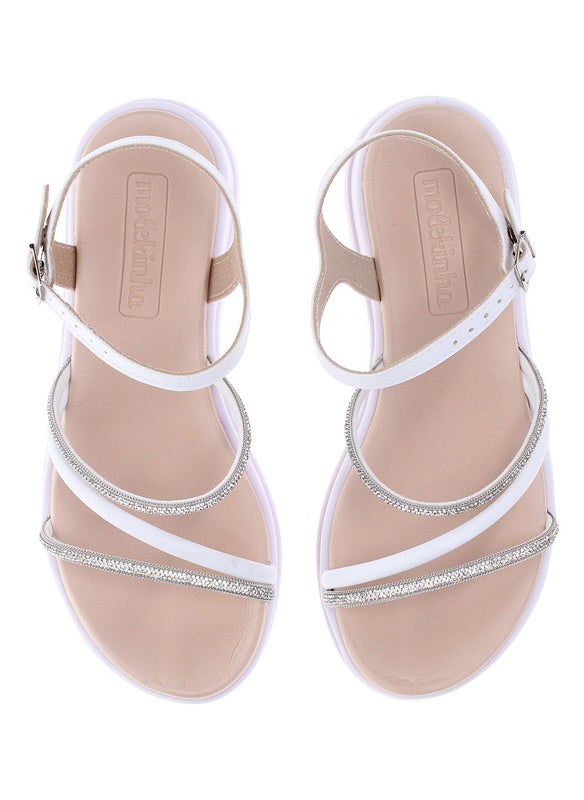 Molekinha Pre Teen Girls Sandals With Back Strap White | Made In Brazil