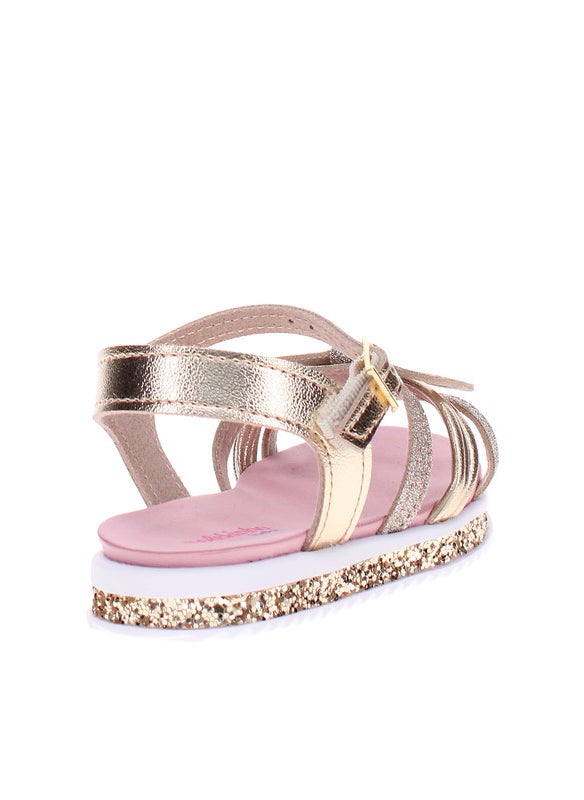 Molekinha Infant Girls Sandals With Back Strap Gold | Made In Brazil