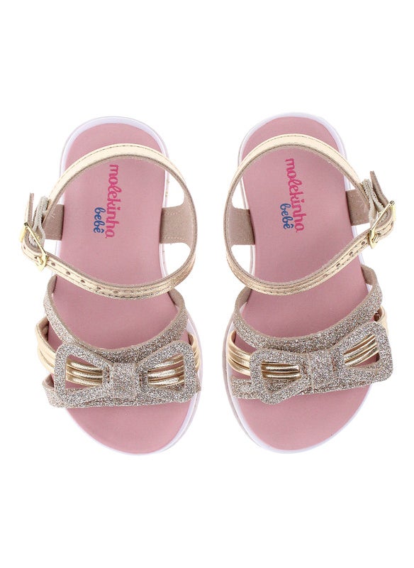 Molekinha Infant Girls Sandals With Back Strap Gold | Made In Brazil
