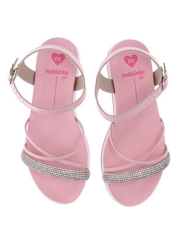 Molekinha Pre Teen Girls Sandals With Back Strap Pink | Made In Brazil