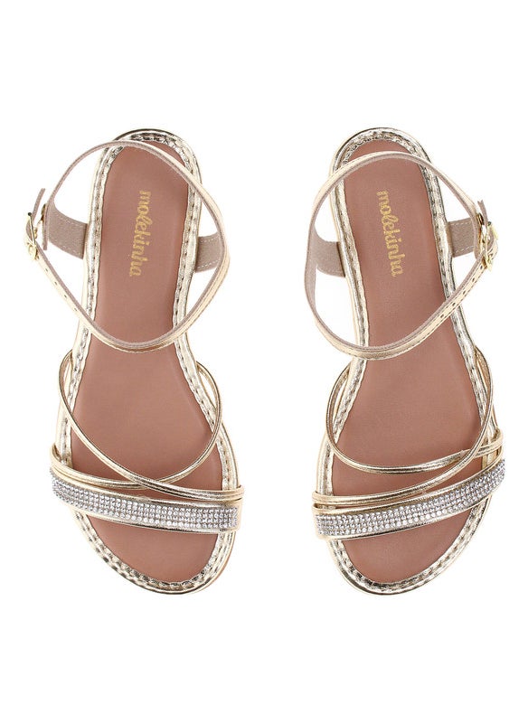 Molekinha Infant Girls Sandals With Back Strap Gold | Made In Brazil