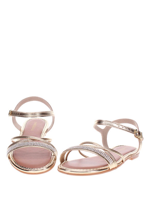Molekinha Infant Girls Sandals With Back Strap Gold | Made In Brazil