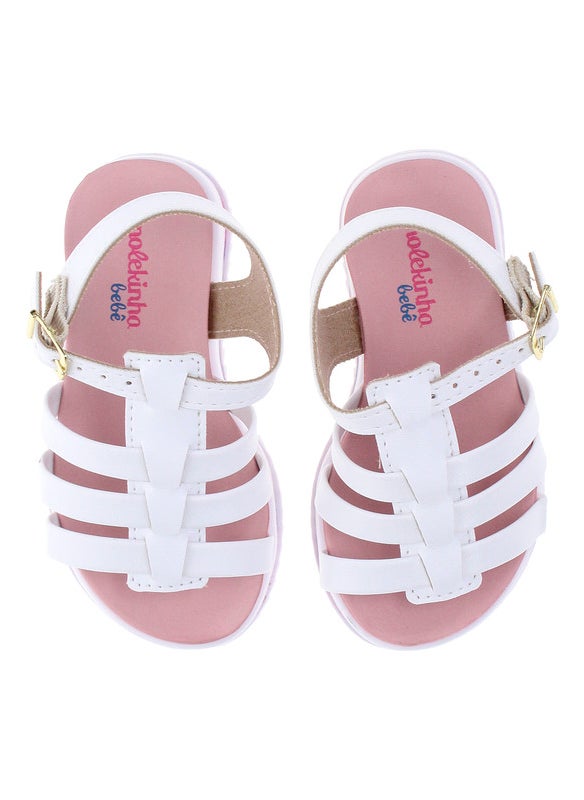 Molekinha Infant Girls Sandals With Back Strap White | Made In Brazil